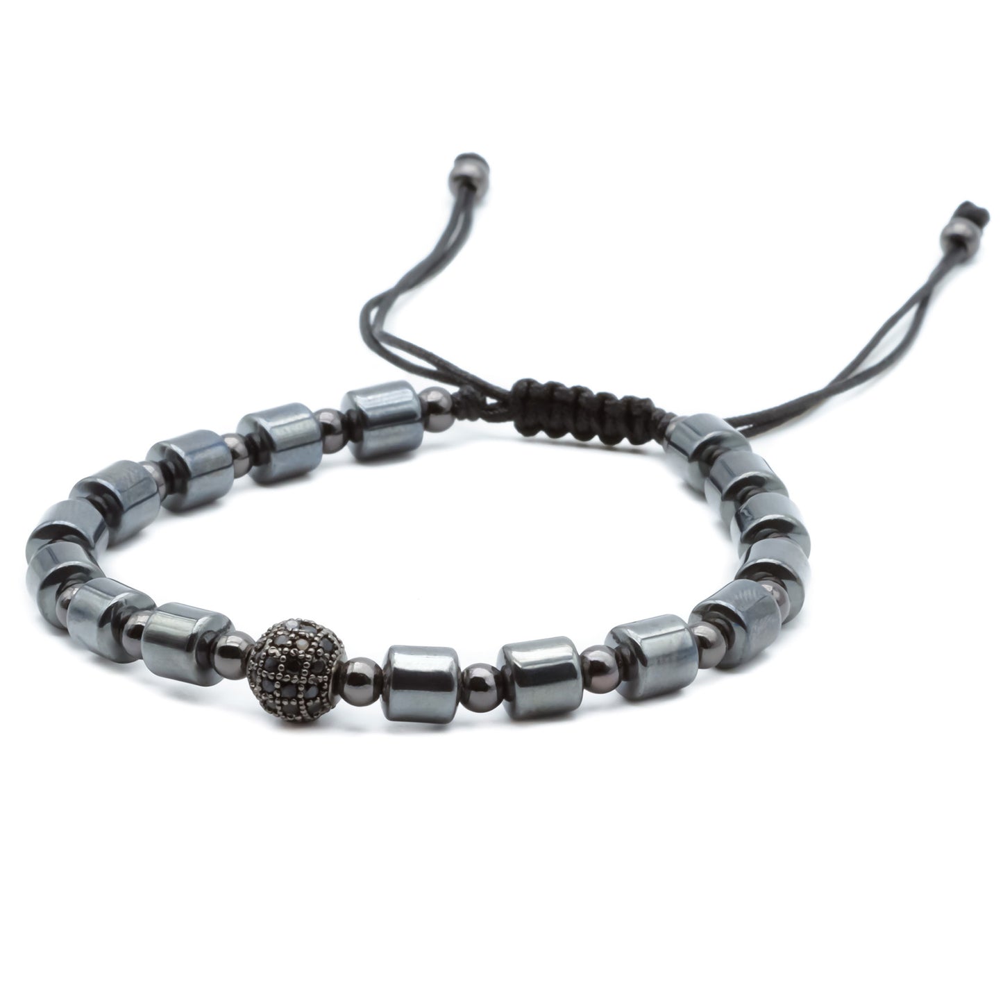 PULSERA DE HEMATITA CZ - Pulsera de Hematita con cz para hombre