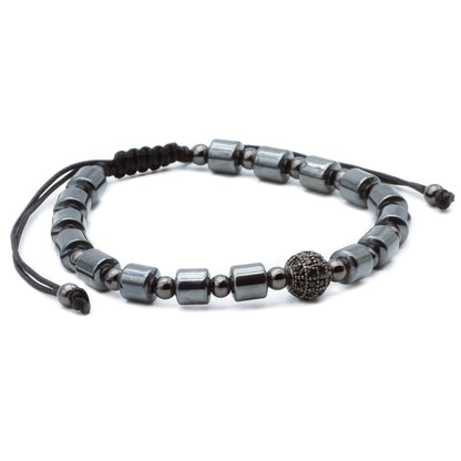 PULSERA DE HEMATITA CZ - Pulsera de Hematita con cz para hombre