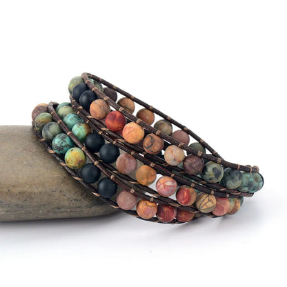 Triple layer JASPER AND MATTE ONYX BRACELET (BOHO STYLE) - Healing natural stone bracelet 