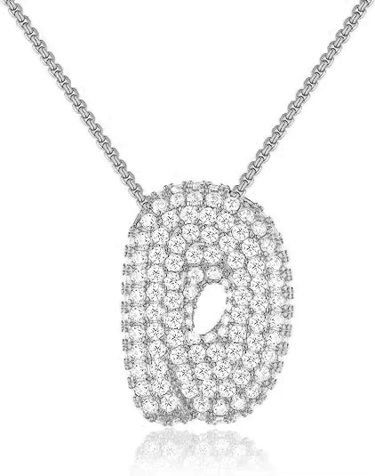 Colgante Plateado Inicial con circonita pavé