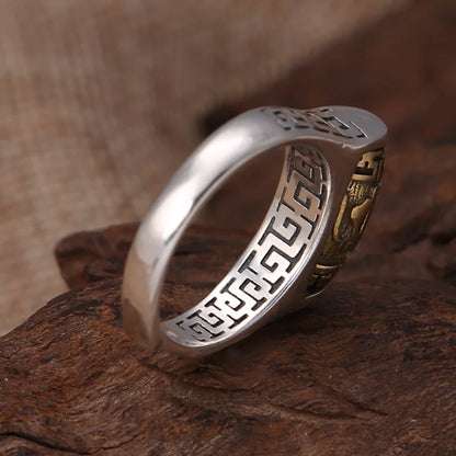 TIBETAN RING ROTATING RING WITH MANTRA "Om Mani Padme Hum"