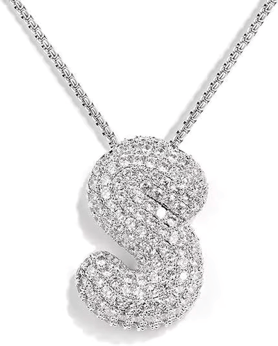 Colgante Plateado Inicial con circonita pavé