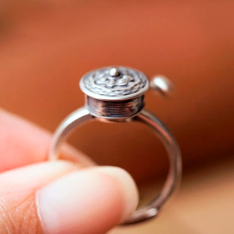 MANDALA FLOWER RING · TIBETAN ROTATING RING