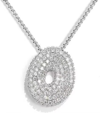 Colgante Plateado Inicial con circonita pavé