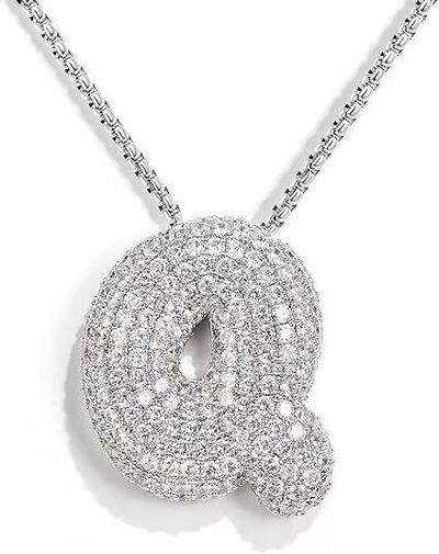 Colgante Plateado Inicial con circonita pavé