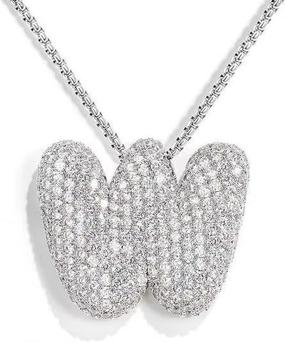 Colgante Plateado Inicial con circonita pavé