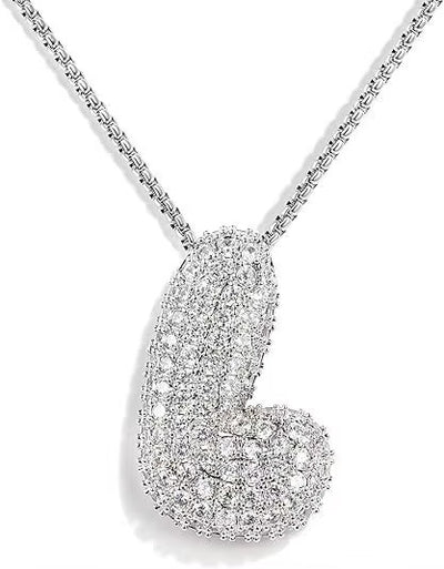 Colgante Plateado Inicial con circonita pavé