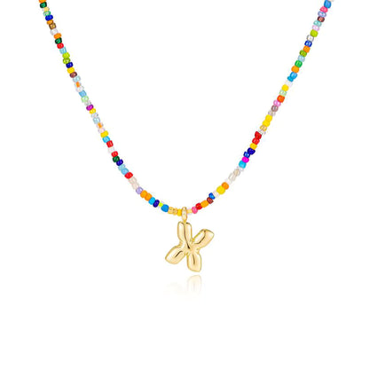 Colgante Inicial multicolor | Baño de Oro 18K y Personalizado Hecho a Mano