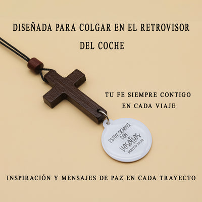 Cruz de Madera para coche con dispositivo NFC