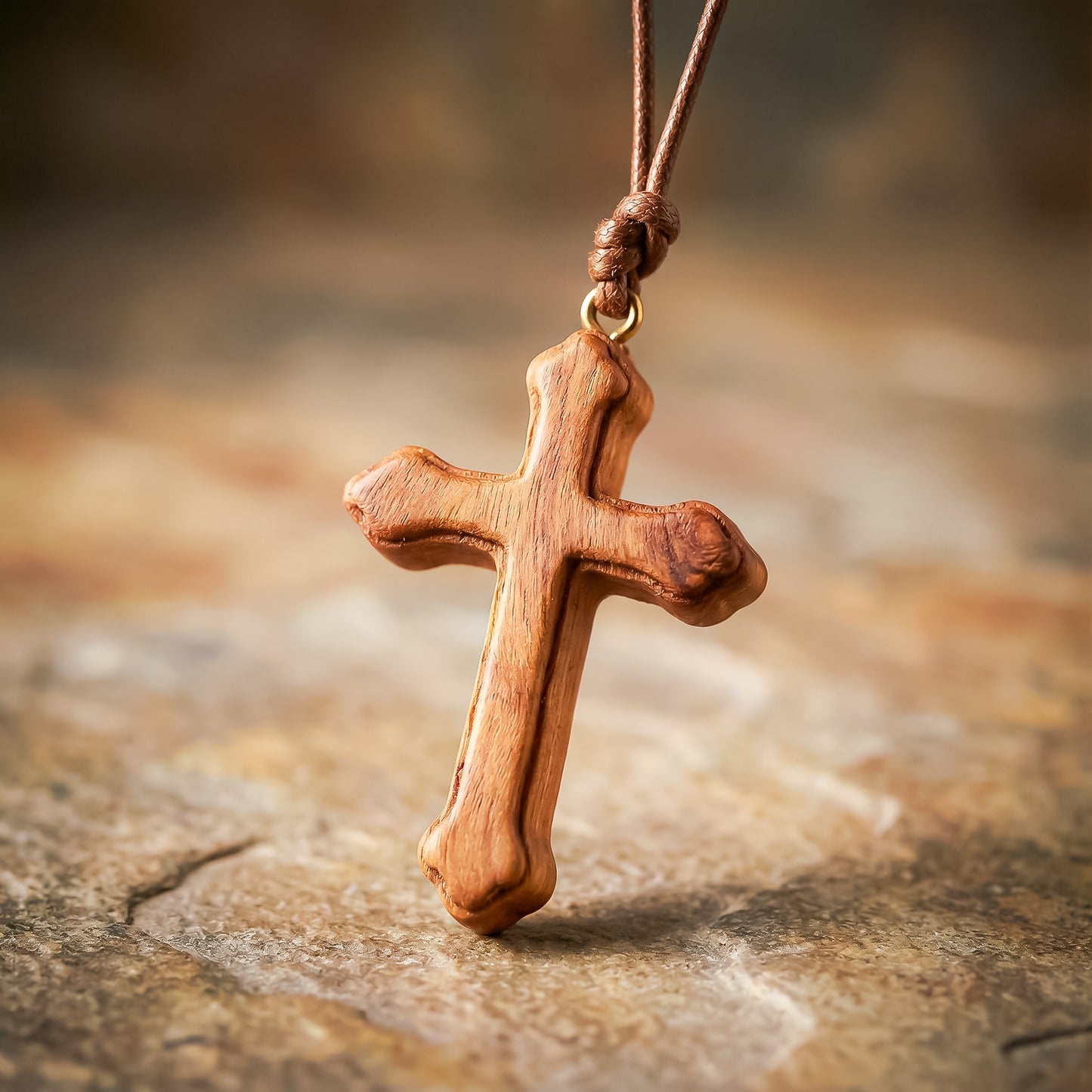 Colgante cruz de olivo hecha a mano | Protección y Artesanía