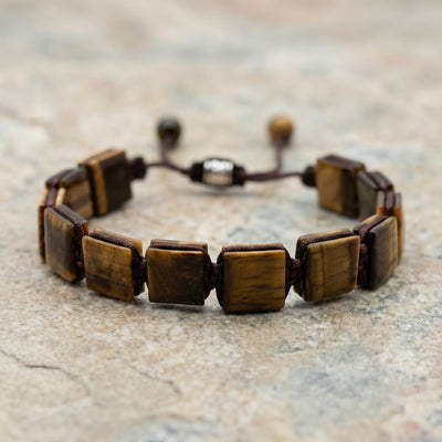 PULSERA MINIMALISTA SHAMBALA · OJO DE TIGRE (ESTILO BOHO) - Pulsera de piedra natural curativa