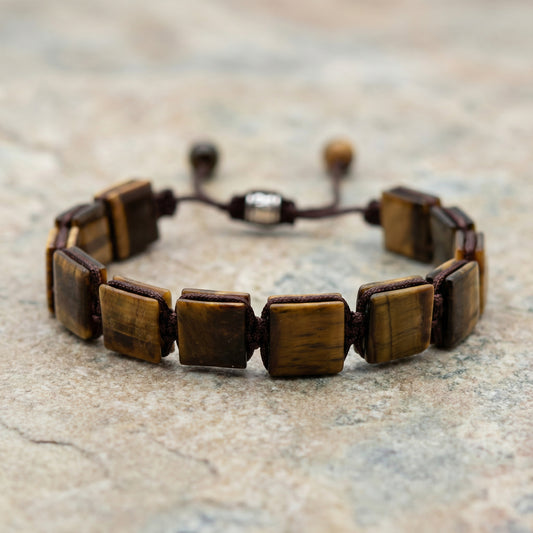 PULSERA MINIMALISTA SHAMBALA · OJO DE TIGRE (ESTILO BOHO) - Pulsera de piedra natural curativa