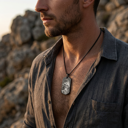 Colgante para Hombre Grabado Láser con Diseño Espiritual | Regalo con Significado