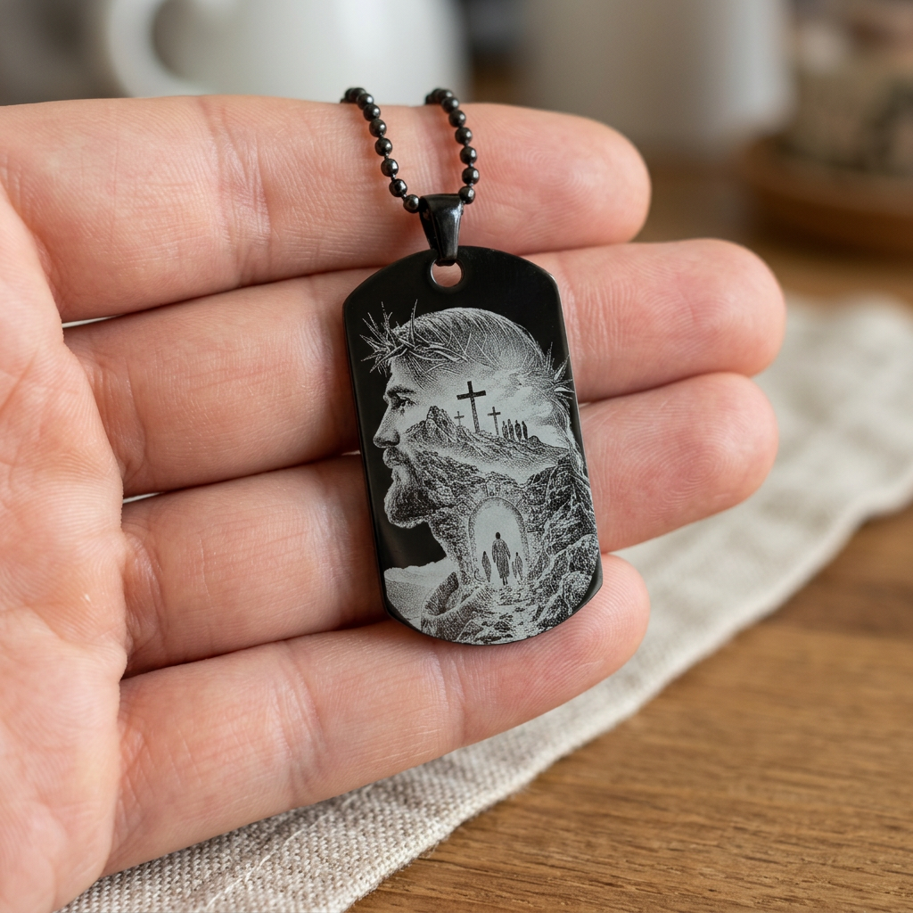Colgante para Hombre Grabado Láser con Diseño Espiritual | Regalo con Significado