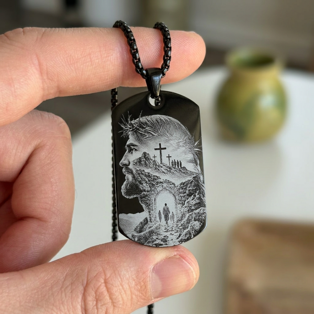 Colgante para Hombre Grabado Láser con Diseño Espiritual | Regalo con Significado