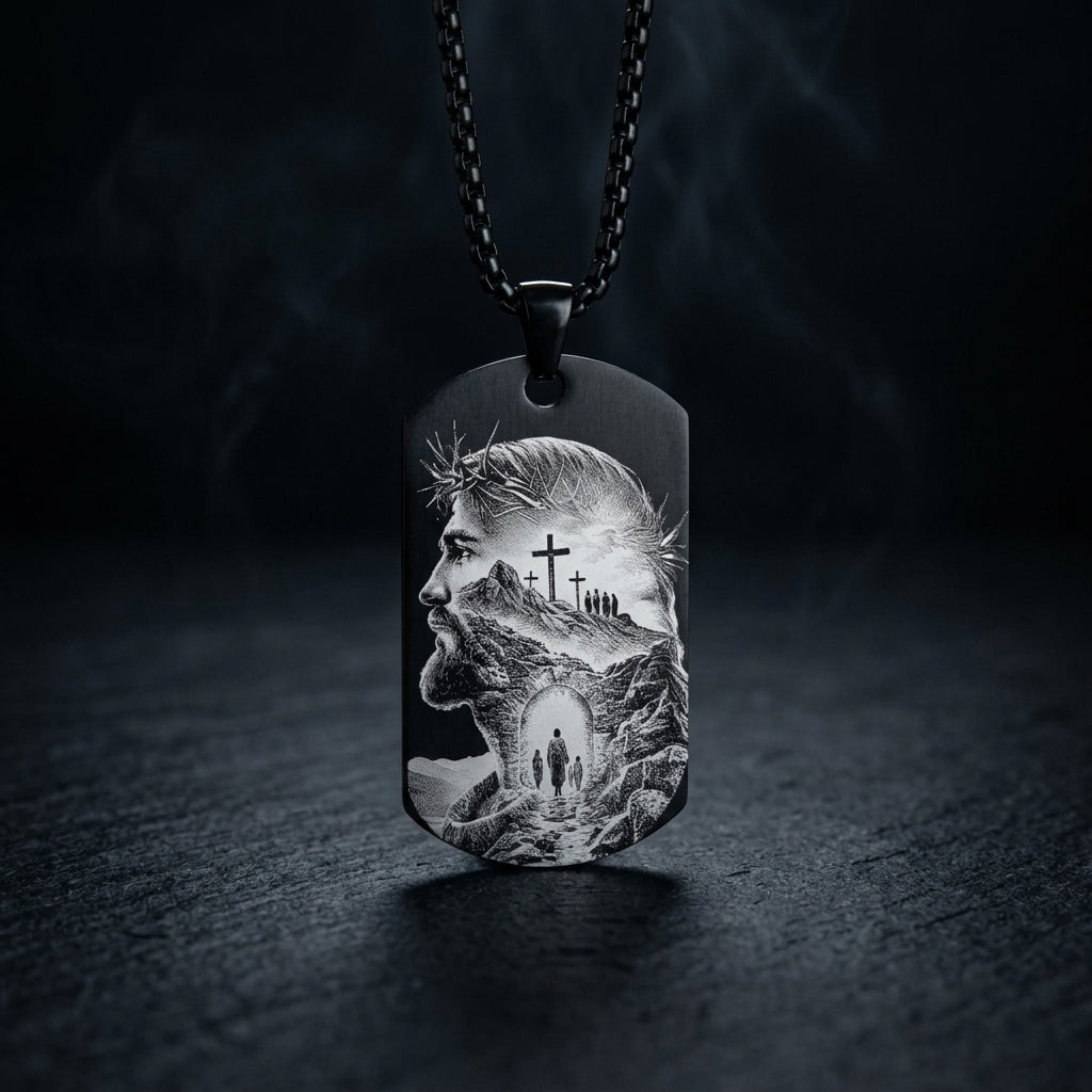 Colgante para Hombre Grabado Láser con Diseño Espiritual | Regalo con Significado