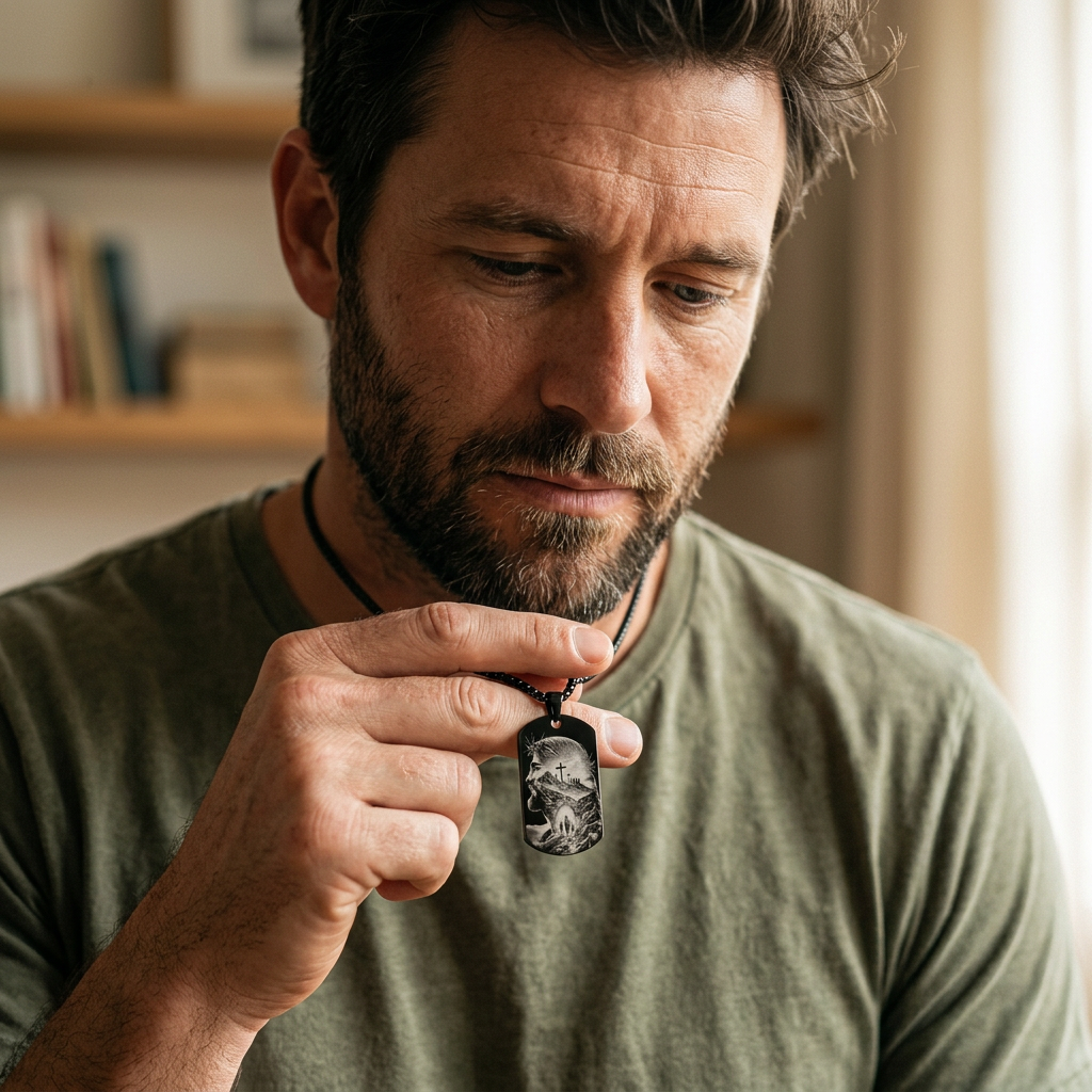 Colgante para Hombre Grabado Láser con Diseño Espiritual | Regalo con Significado