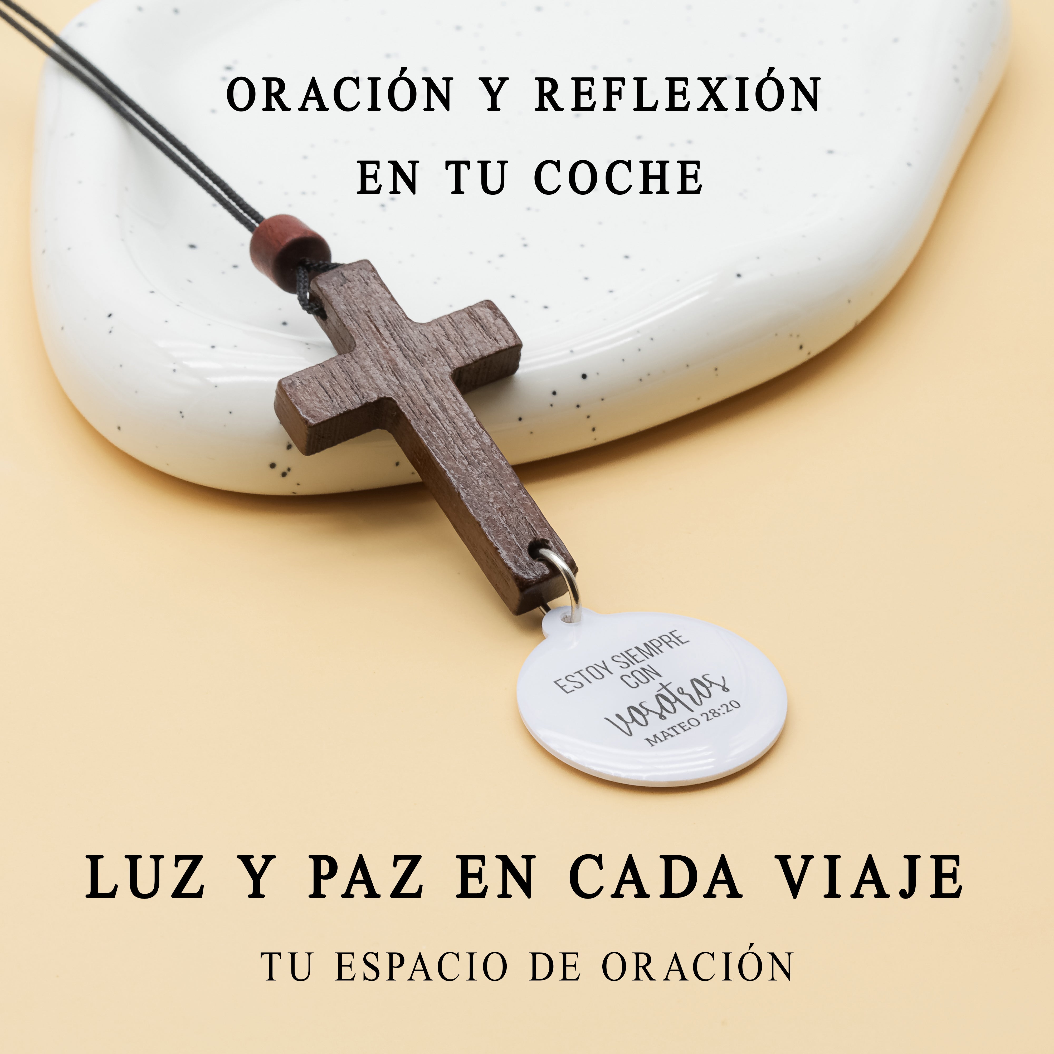 Cruz de Madera para coche con dispositivo NFC