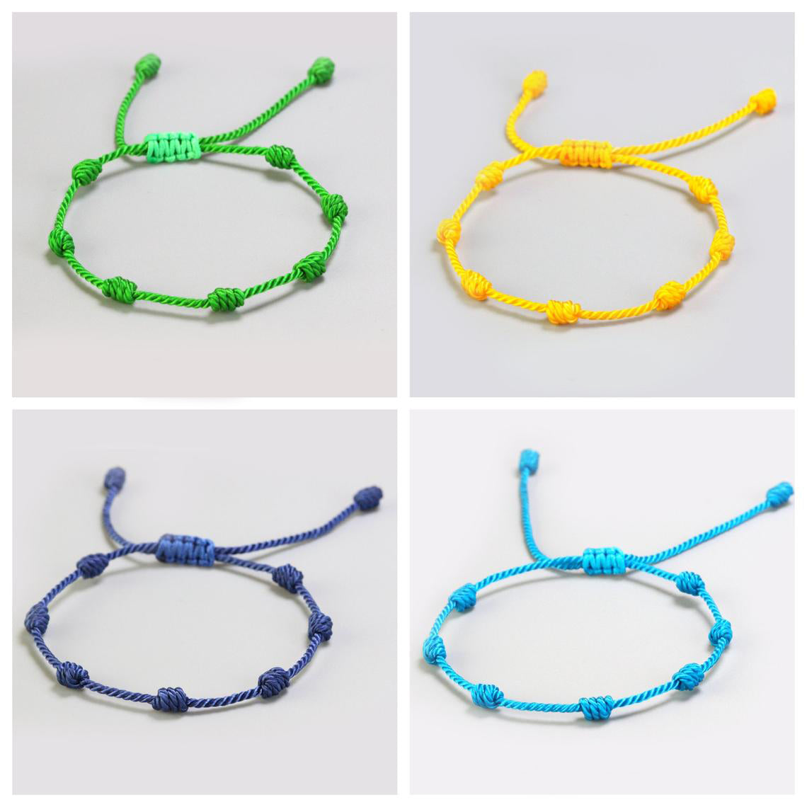 7 colored knots bracelet, 7 lucky knots