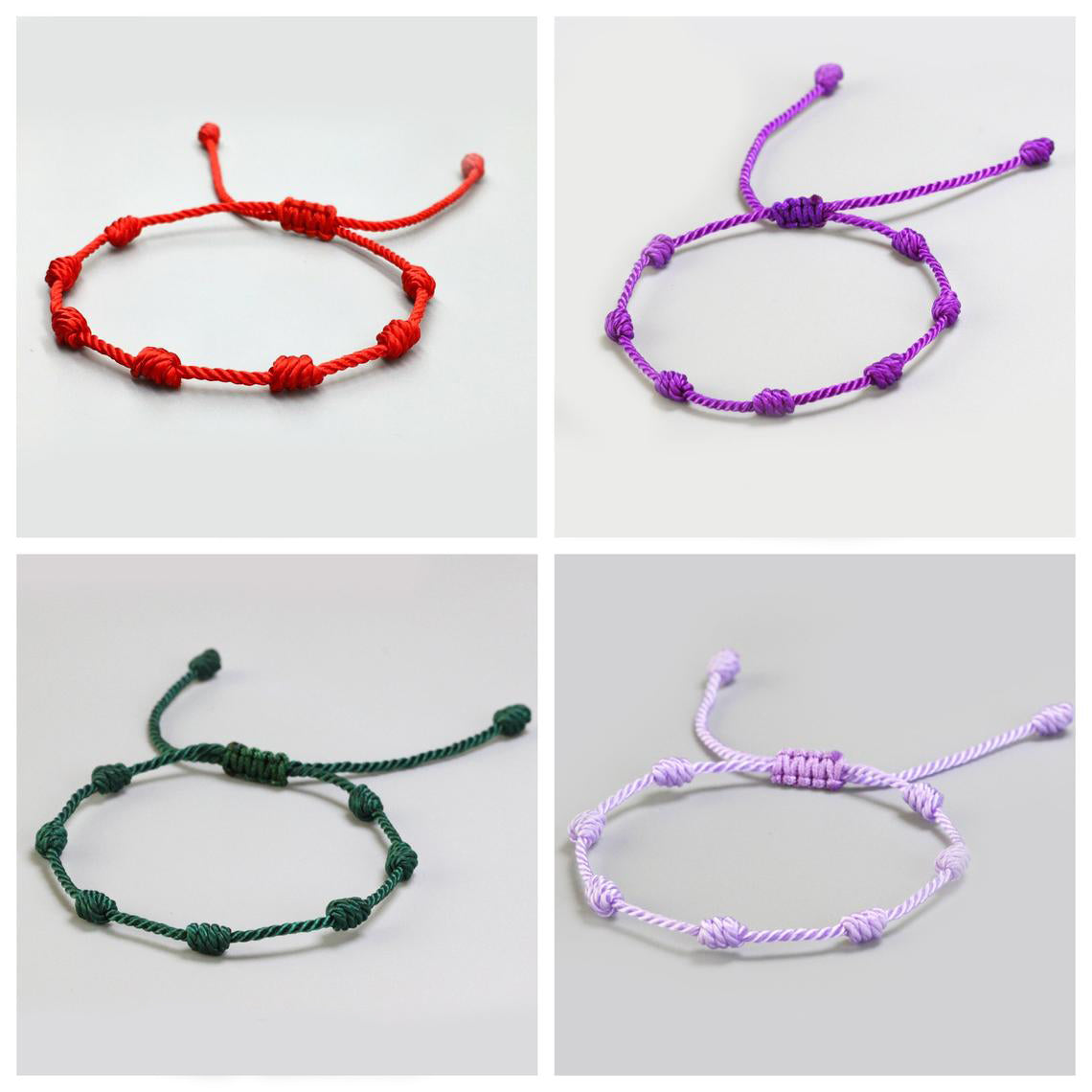 7 colored knots bracelet, 7 lucky knots
