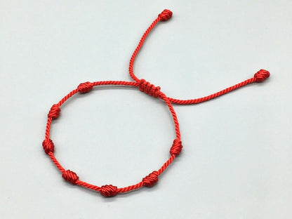 Red bracelet seven knots, red bracelet 7 knots of luck , KABBALAH,protection,