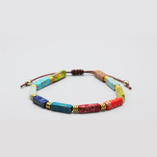 Boho bracelet with Jasper 7 Chakras, boho wrap, leather bracelet, Bohemian, vintage