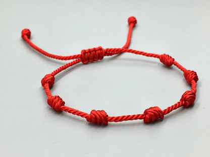 Red bracelet seven knots, red bracelet 7 knots of luck , KABBALAH,protection,