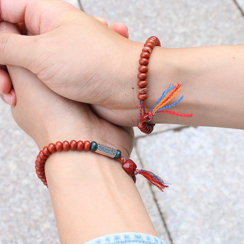 Tibetan Buddhist bracelet with Red Jasper